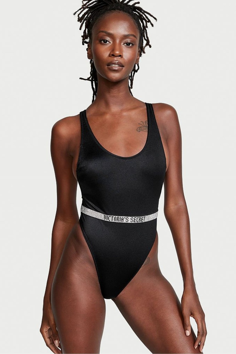 Victoria\'s Secret Very Sexy Shine Riemen Belted Open Back Swimsuit Zwart | 18562-QPSR