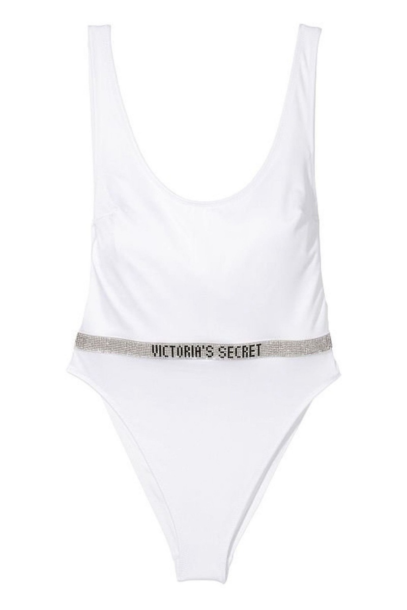 Victoria's Secret Very Sexy Shine Riemen Belted Open Back Swimsuit Wit | 32401-NMBX