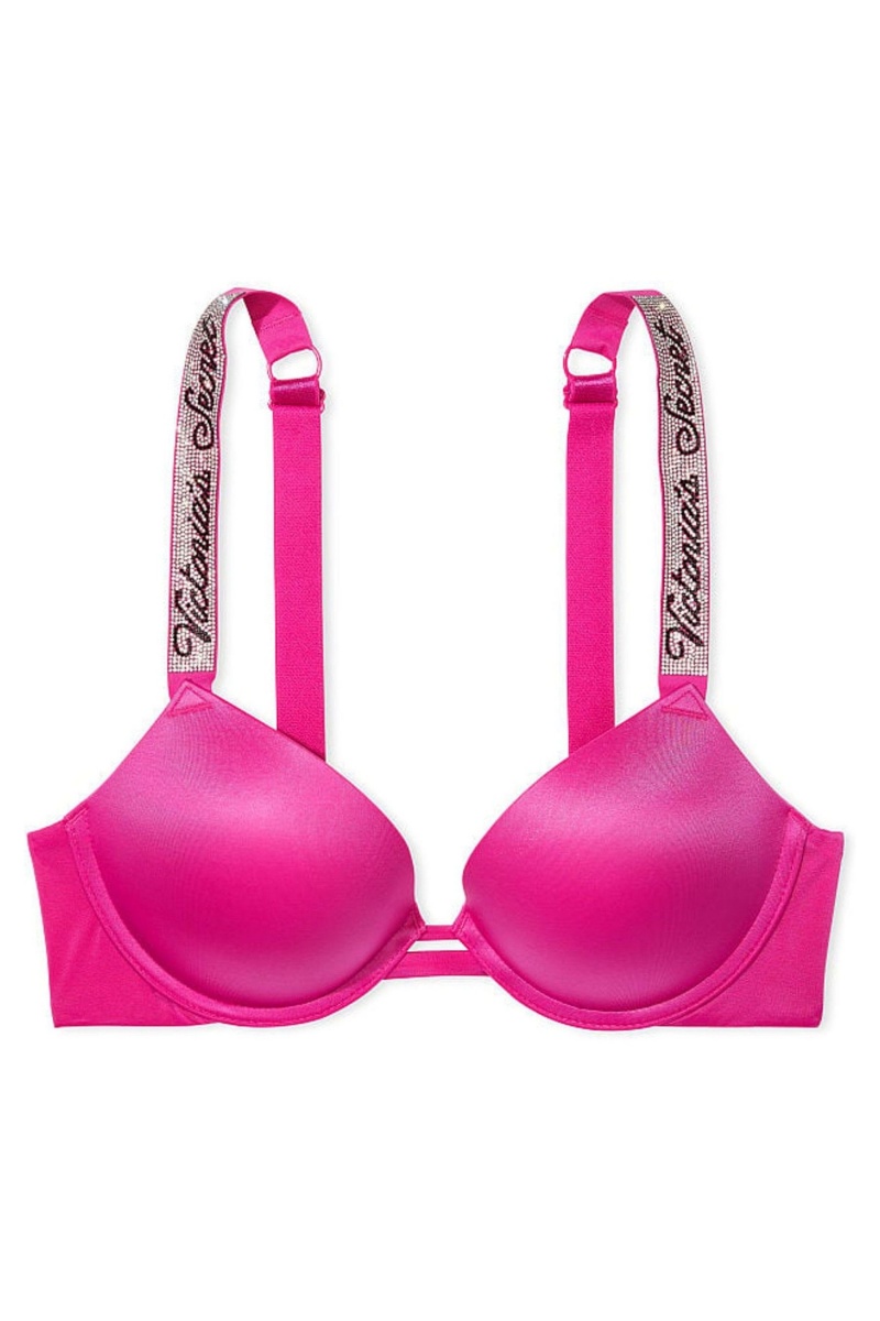 Victoria's Secret Very Sexy Shine Riemen Push Up Bra Zwart | 57192-OMUK