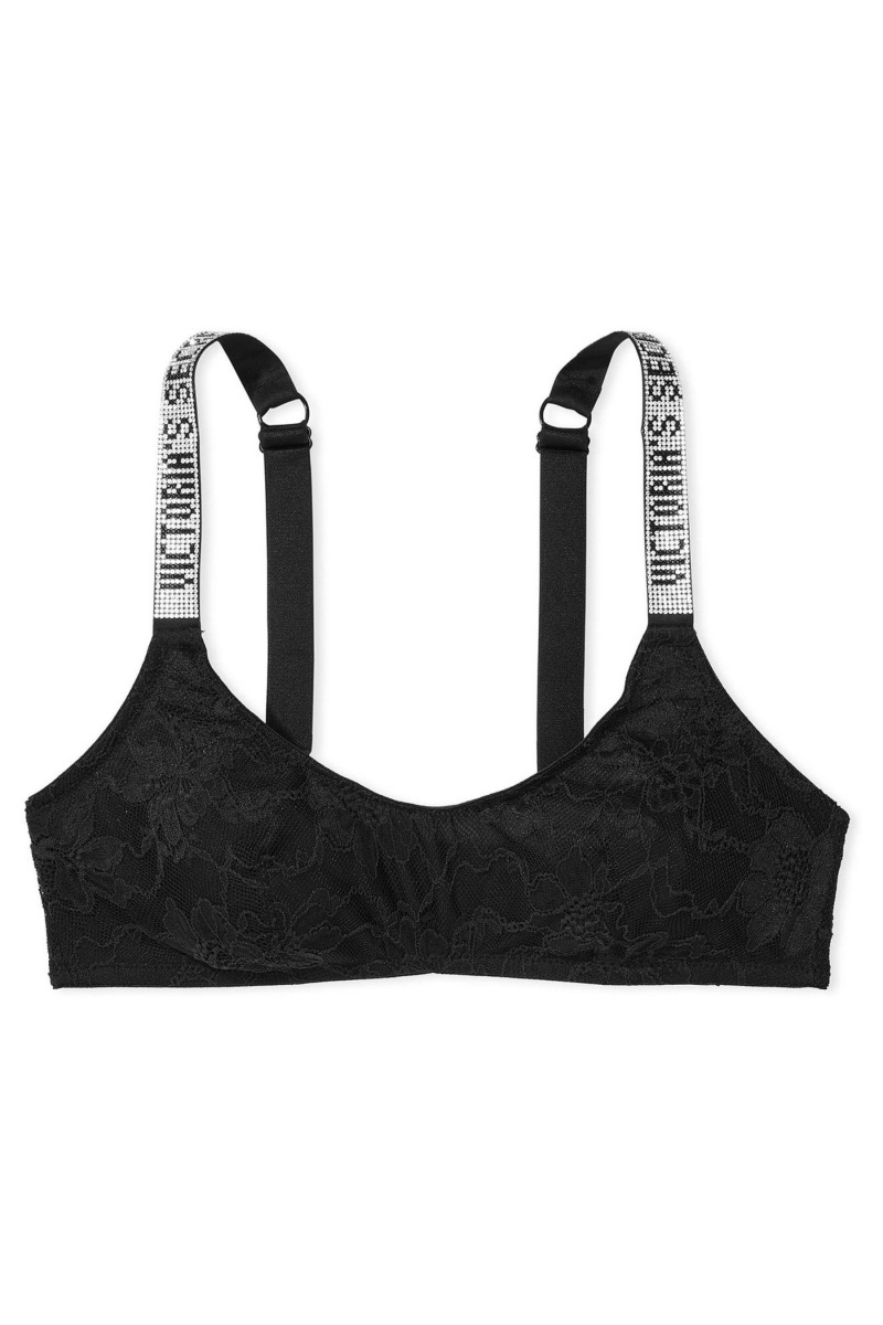 Victoria's Secret Very Sexy Shine Riemen Kanten Bralette Zwart | 85901-HSJC