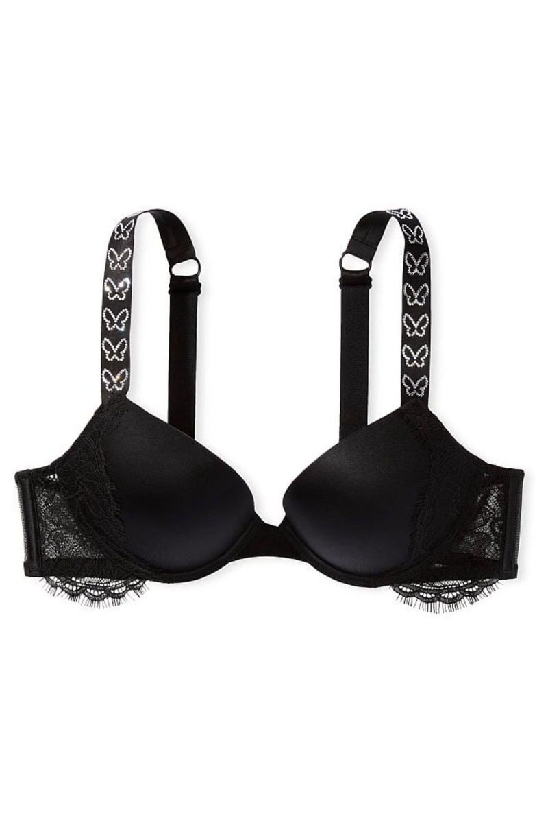 Victoria's Secret Very Sexy Shine Riemen Kanten Wing Plunge Bra Zwart | 69018-OTQJ