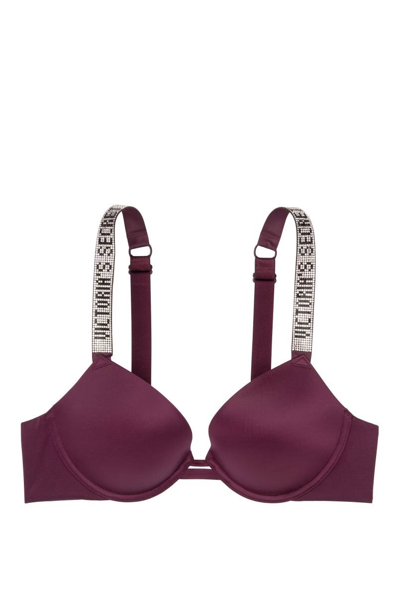 Victoria's Secret Very Sexy Shine Riemen Plunge Push Up Bra Zwart | 74395-NEPI