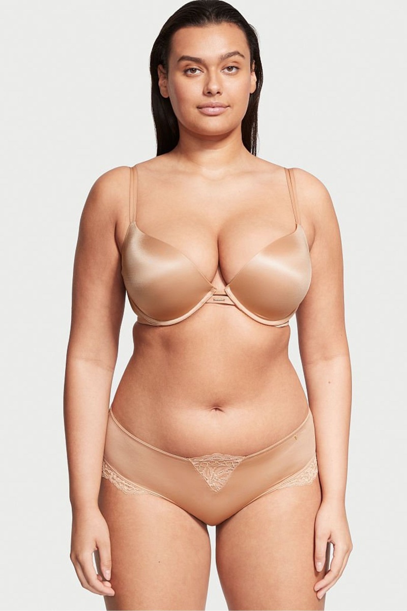 Victoria\'s Secret Very Sexy Smooth Plunge Push Up Bra Sweet Praline Nude | 69105-HYDU