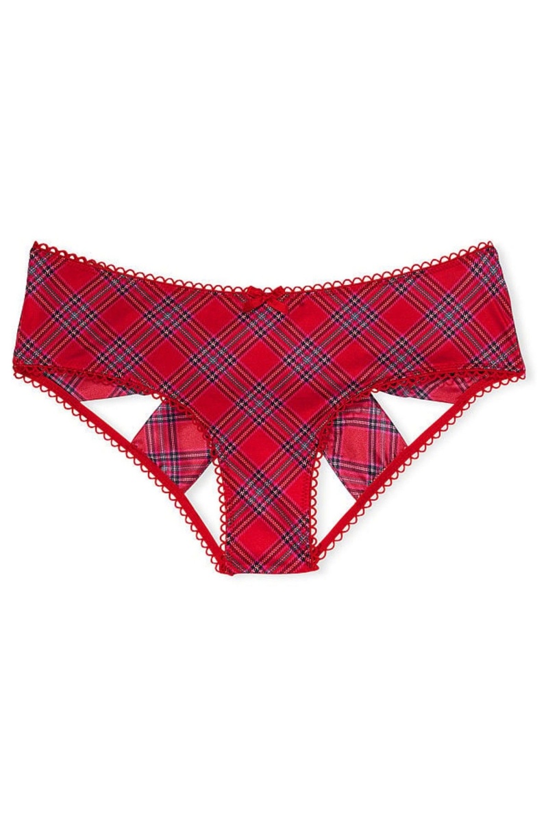 Victoria's Secret Very Sexy Very Sexy Mesh Satin Bow Cutout Back Open Panty Rood | 21409-QLSY