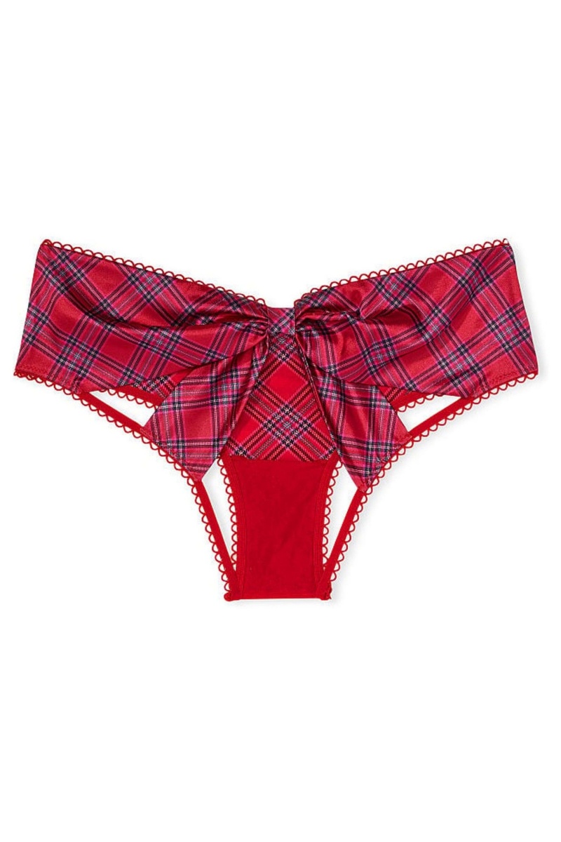 Victoria's Secret Very Sexy Very Sexy Mesh Satin Bow Cutout Back Open Panty Rood | 21409-QLSY