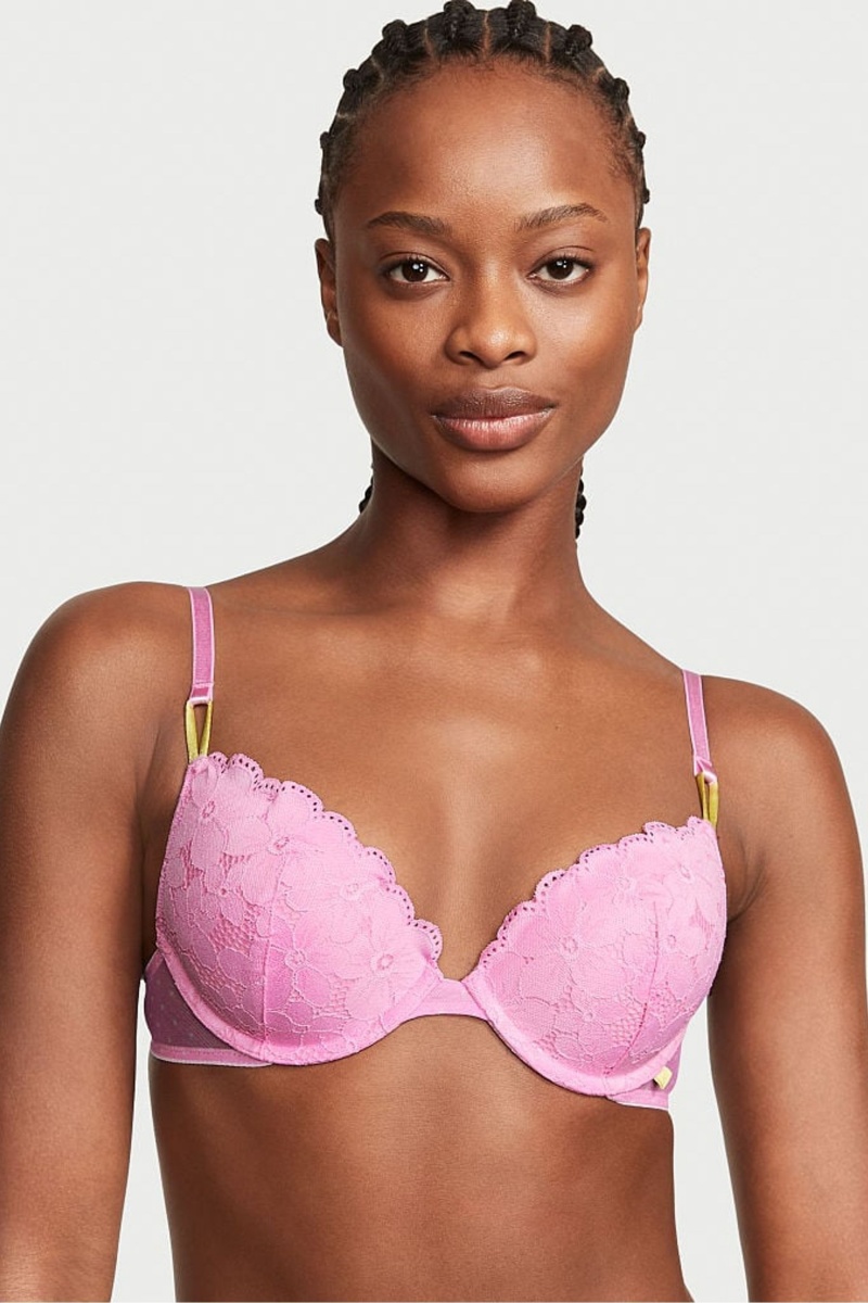 Victoria\'s Secret Victorias Secret Push Up Kanten Bra Blauw | 65128-ZMUO