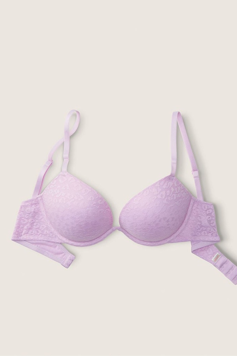 Victoria's Secret Wear Everywhere Add 2 Cups Kanten Push Up T-Shirt Bra Paars | 27081-MHGO