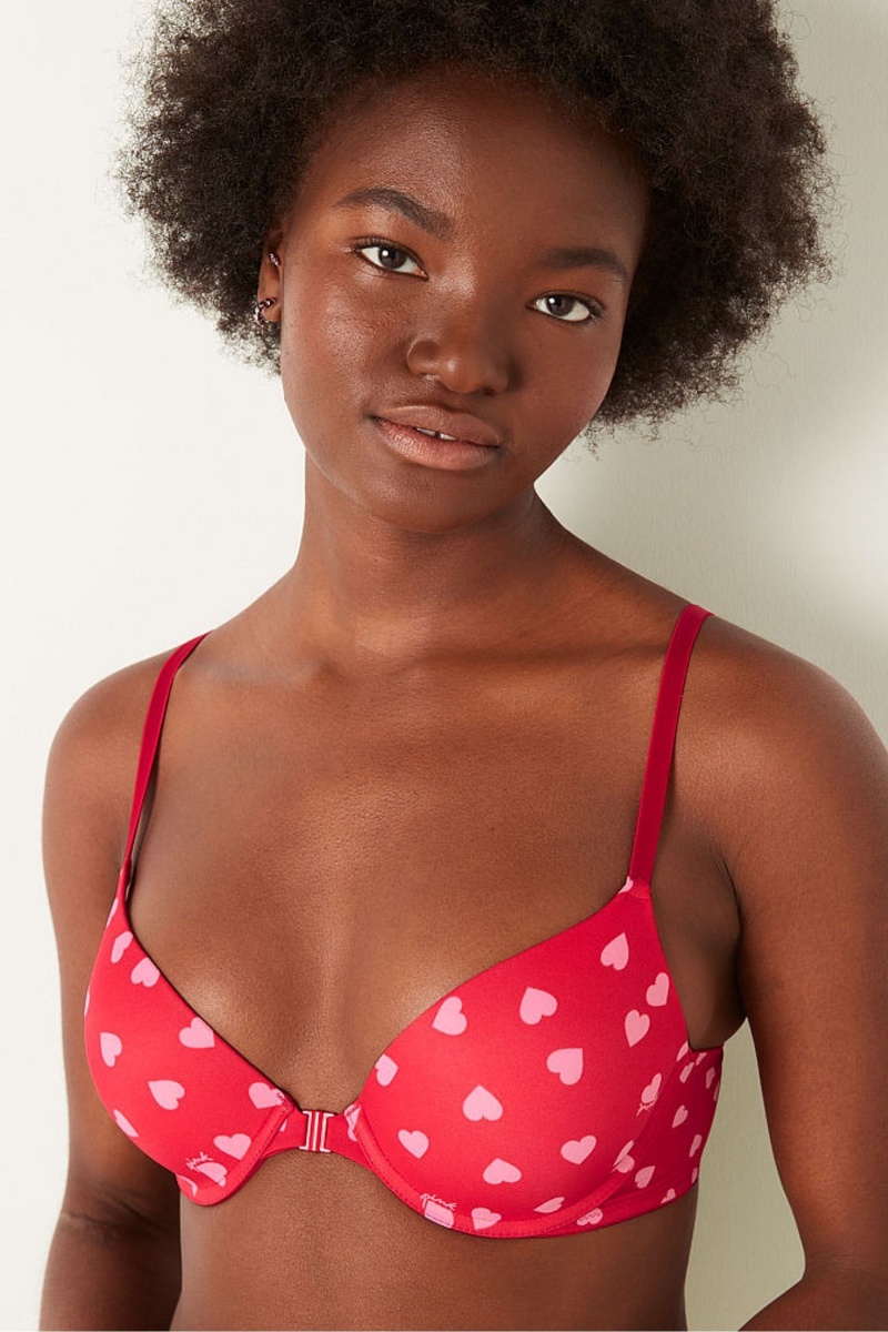 Victoria's Secret Wear Everywhere Front Bevestiging Push Up T-Shirt Bra Rood | 23856-QFXY