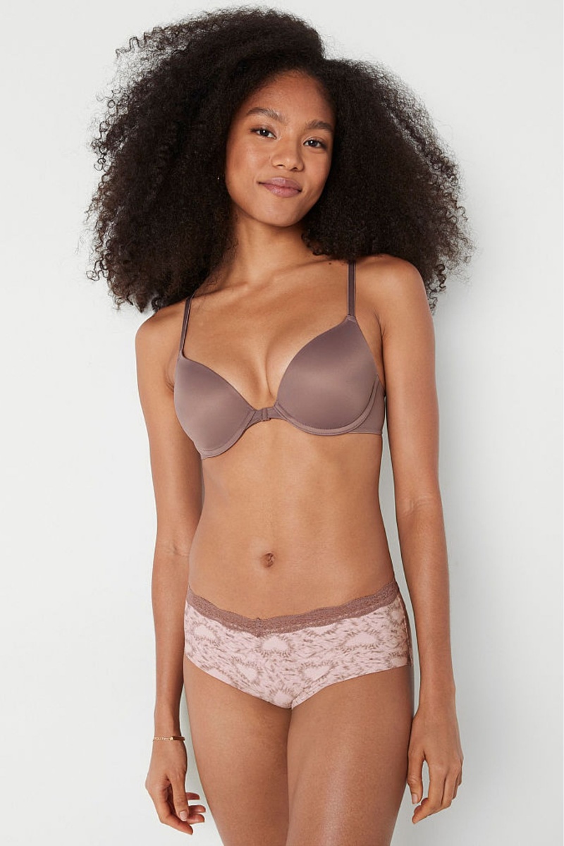 Victoria\'s Secret Wear Everywhere Front Bevestiging Push Up T-Shirt Bra Koffie Bruin | 21967-TRZU