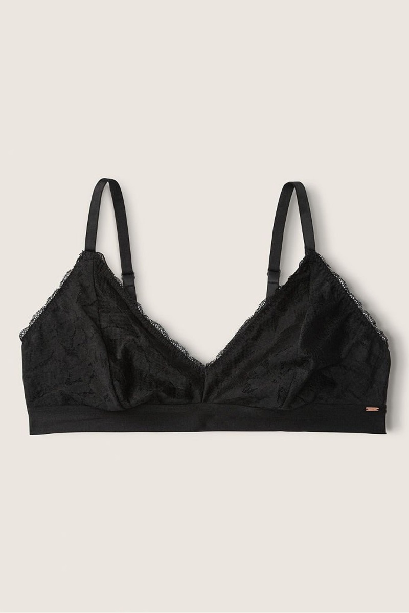 Victoria's Secret Wear Everywhere Kanten Unlined Triangle Bralette Zwart | 15206-SBWC