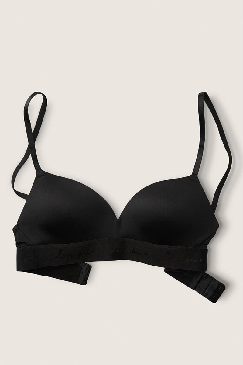 Victoria\'s Secret Wear Everywhere Smooth Non Wired Push Up T-Shirt Bra Zwart | 19624-PJXA