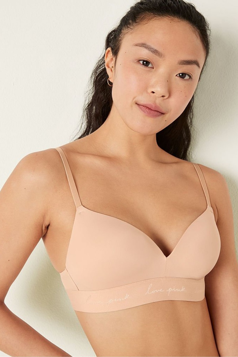 Victoria's Secret Wear Everywhere Smooth Non Wired Push Up T-Shirt Bra Champagne Nude | 48106-EYVA