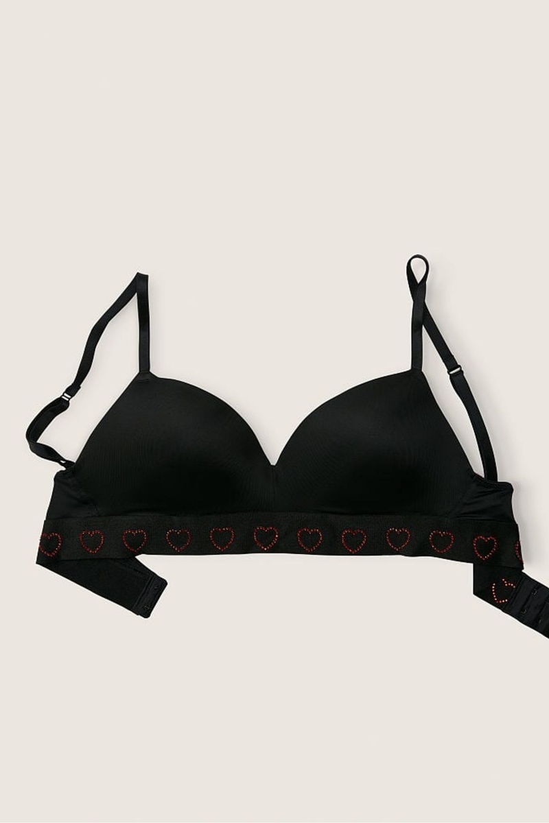 Victoria's Secret Wear Everywhere Smooth Non Wired Push Up T-Shirt Bra Zwart | 56294-QLVY