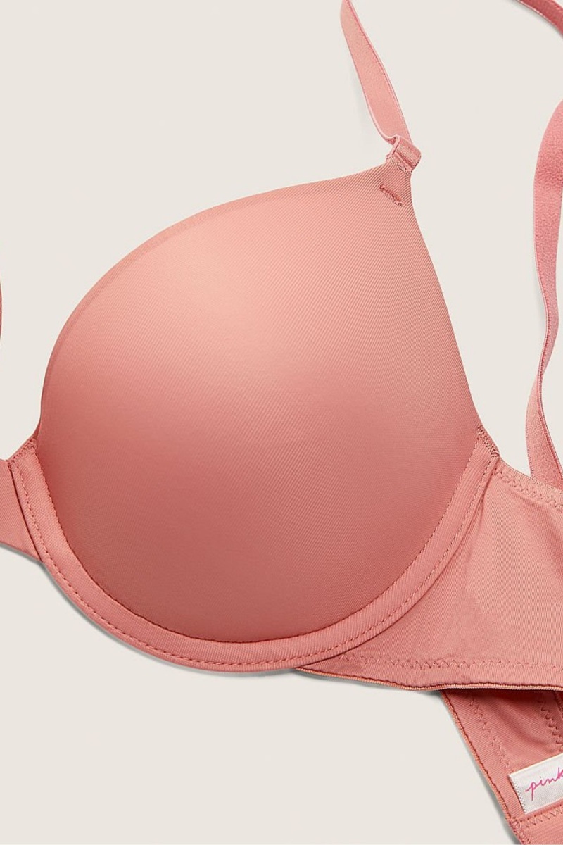 Victoria's Secret Wear Everywhere Smooth Push Up T-Shirt Bra Roze Roze | 40573-UGEW