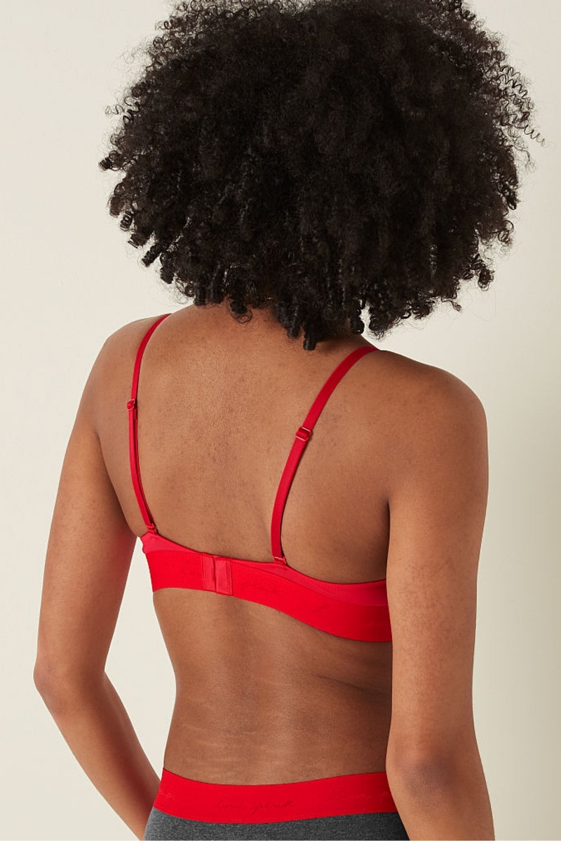 Victoria's Secret Wear Everywhere Smooth Push Up T-Shirt Bra Rood | 65493-ERUK