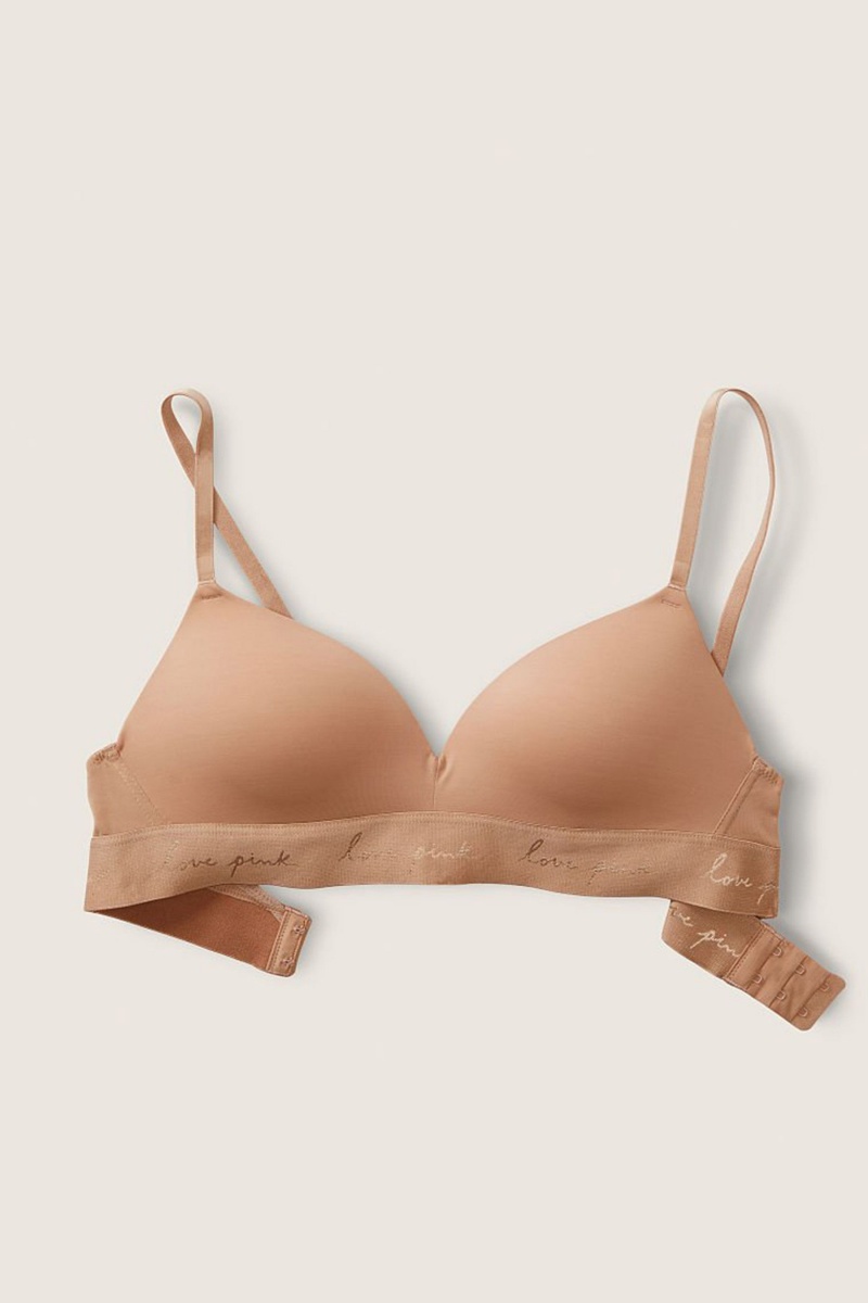 Victoria's Secret Wear Everywhere Smooth Non Wired Push Up T-Shirt Bra Mocha Latte Nude | 02471-EFNM