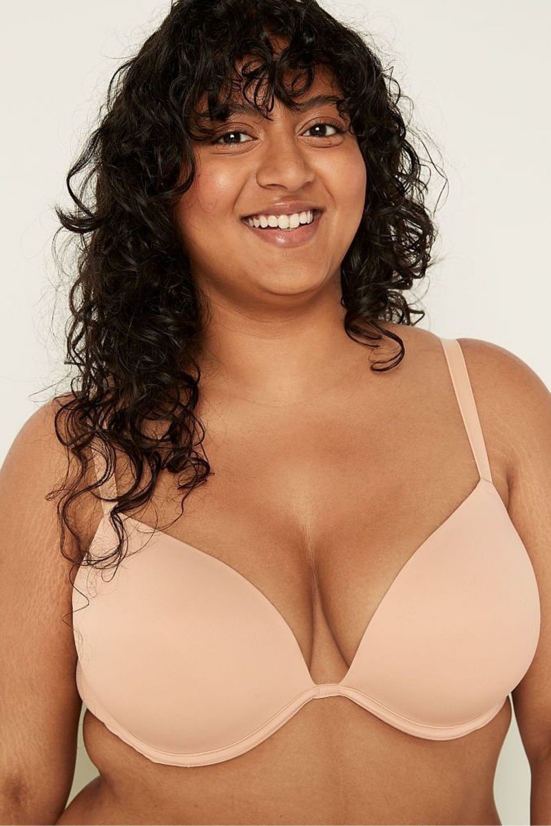 Victoria's Secret Wear Everywhere Smooth Push Up T-Shirt Bra Beige | 85714-LAVQ