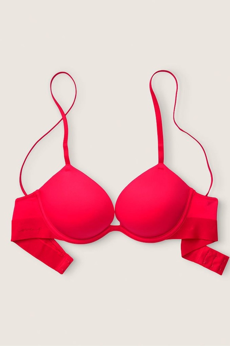 Victoria's Secret Wear Everywhere Smooth Push Up T-Shirt Bra Rood | 14538-IGCV