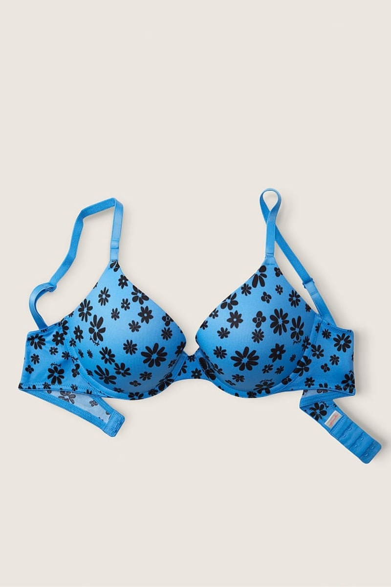 Victoria's Secret Wear Everywhere Wear Everywhere Smooth Push Up T-Shirt Bra Azuurblauw Blauw | 69784-KILS