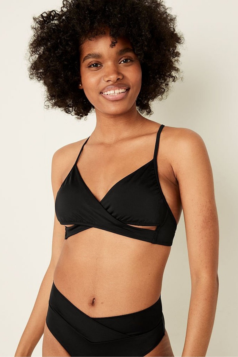 Victoria\'s Secret Wrap Bikini Top Donkerzwart | 82170-ZBDW